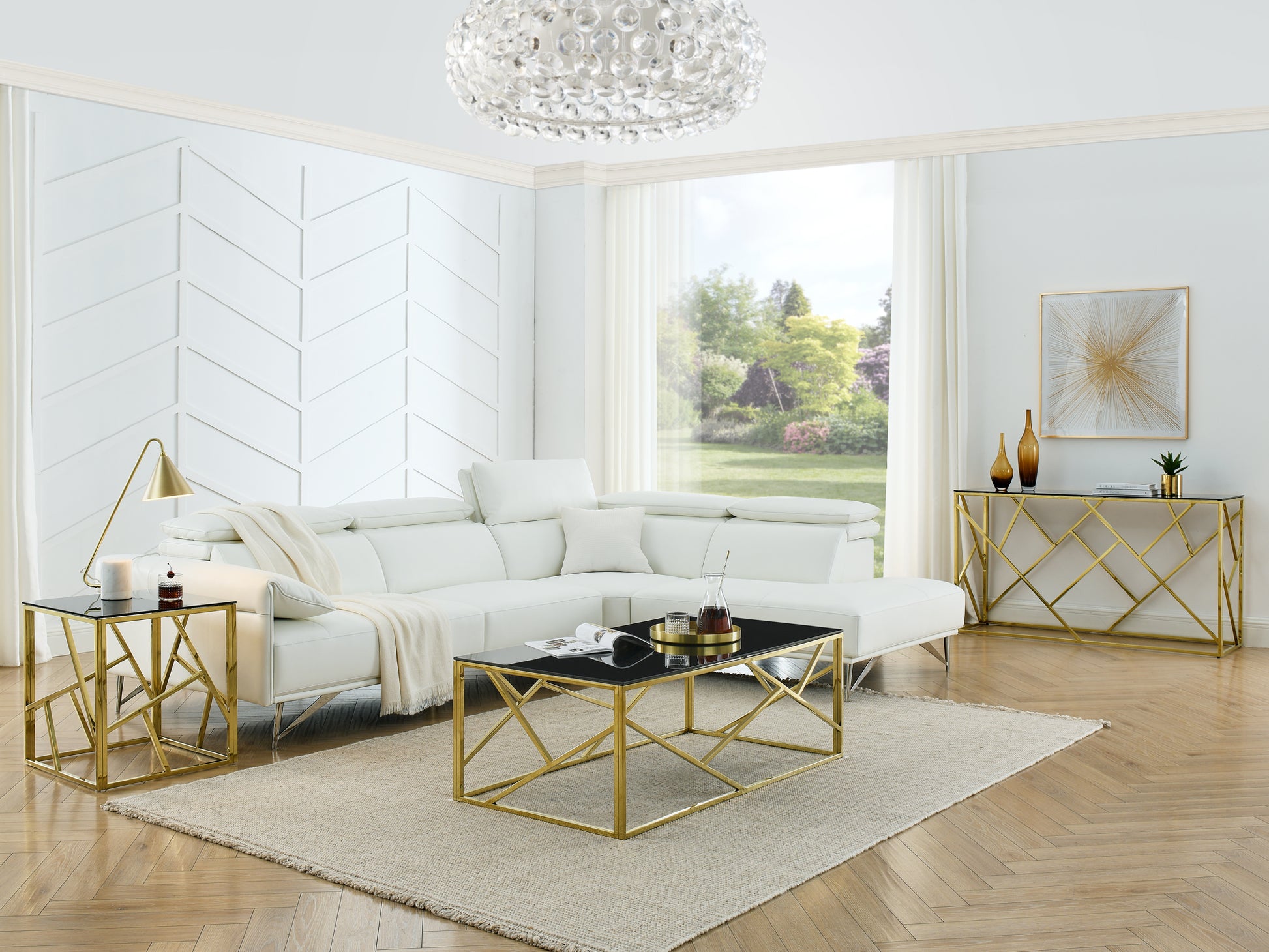 20 Inch Modern Glass End Table With Geometric Metal Frame, Accent Table Nightstand Furniture Corner Table For Living Room,Home Office,Bedroom Gold Polished Golden Stainless Steel