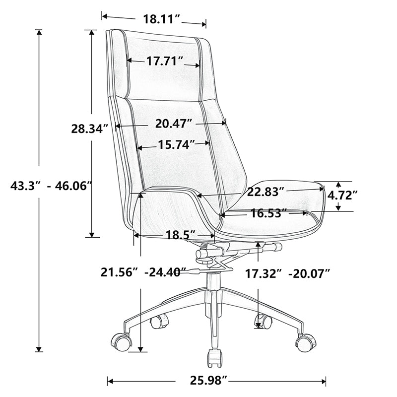 Office Chair Black Genuine Leather