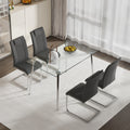 Glass Dining Table, Dining Chair Set, 4 Grey Dining Chairs, And 1 Dining Table. Table Size 51