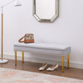 Large Storage Benches Set, Trim 2 In 1 Combination Benches, Tufted Velvet Benches With Gold Leg For Living Room, Entryway, Hallway, Bedroom Support 250Lbs Light Gray Fabric