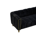 Modern Velvet Sofa 83.07 Inch For Living Room Black Color Black Velvet Wood Primary Living Space Tufted Back Modern Rolled Arms Foam Velvet 1 Seat