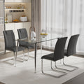 Glass Dining Table, Dining Chair Set, 4 Grey Dining Chairs, And 1 Dining Table. Table Size 51