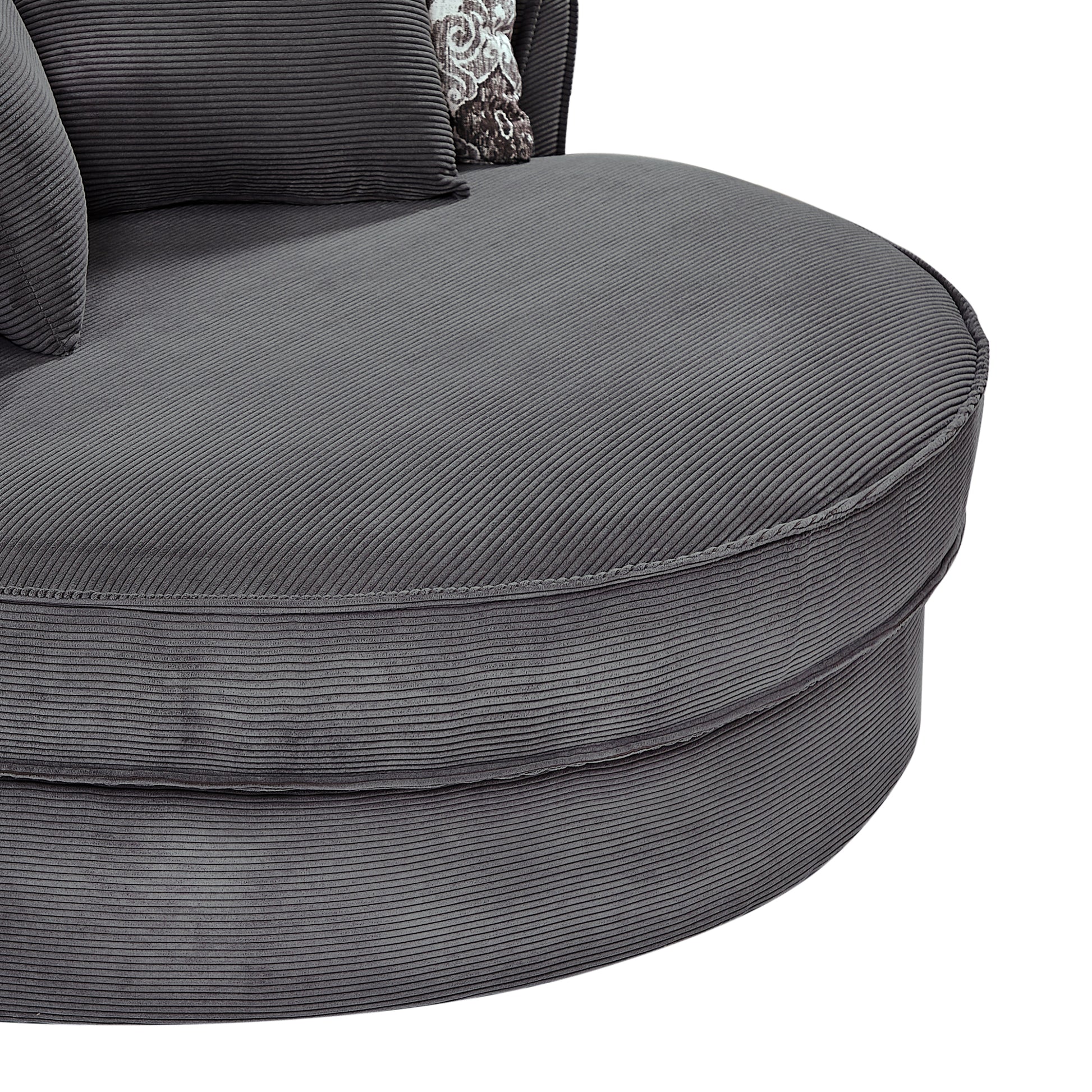 Swivel Accent Barrel Chair With 5 Movable Pillow 360 Degree Swivel Round Sofa Chair For Living Room,Bedroom, Hotel, Grey Grey Foam Corduroy
