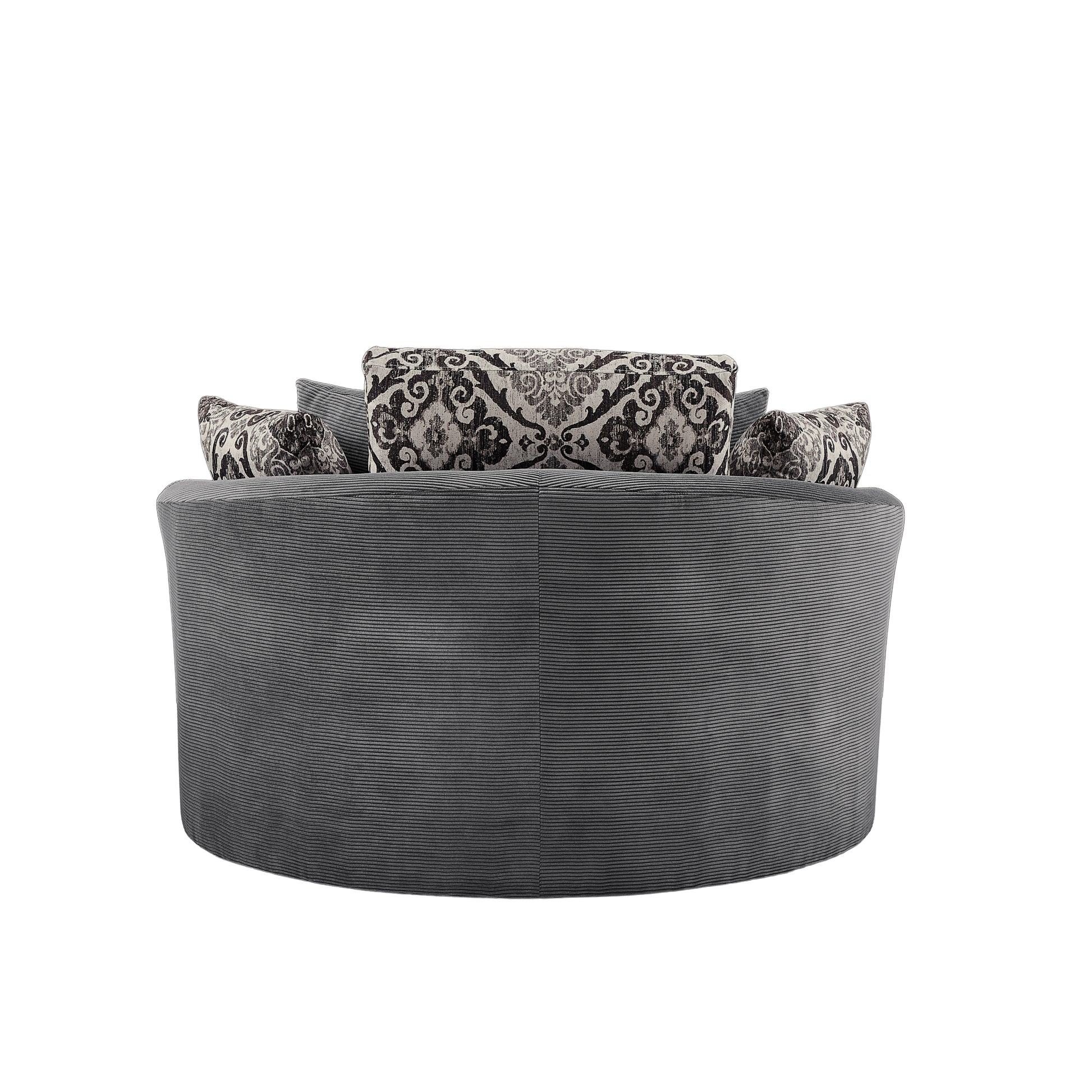 Swivel Accent Barrel Chair With 5 Movable Pillow 360 Degree Swivel Round Sofa Chair For Living Room,Bedroom, Hotel, Grey Grey Foam Corduroy