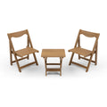 Hips Material Outdoor Bistro Set Foldable Small Table And Chair Set With 2 Chairs And Rectangular Table, Teak Teak Hdpe