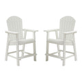 Hips Bar Chair With Armrest,Patio Bar Chair Set Of 2, White Matte White Hdpe