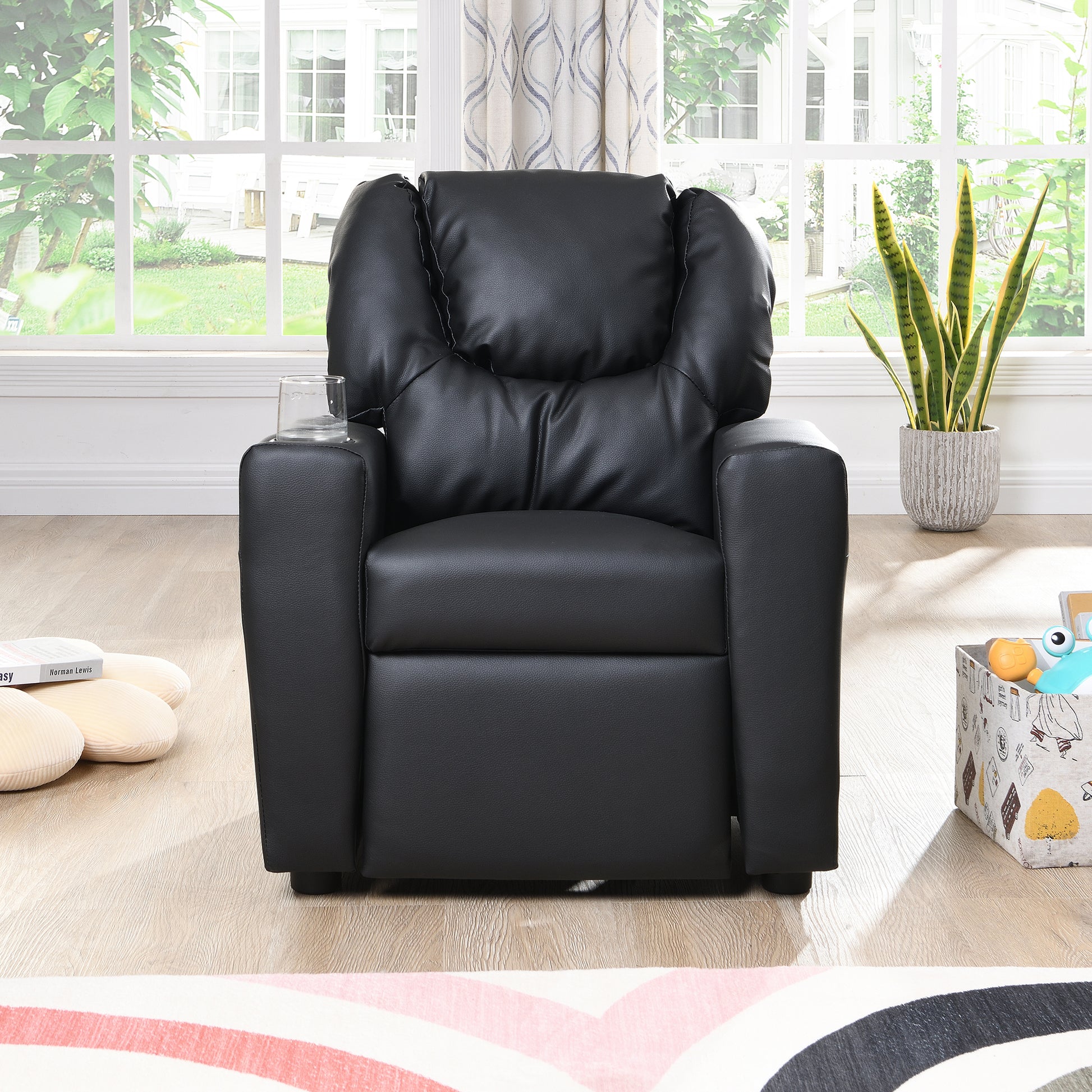Kids Recliner Chair Black Pvc Black Pvc
