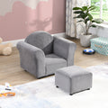 Kids Chair, Kids Upholstered Couch With Ottoman Dark Gray Velvet