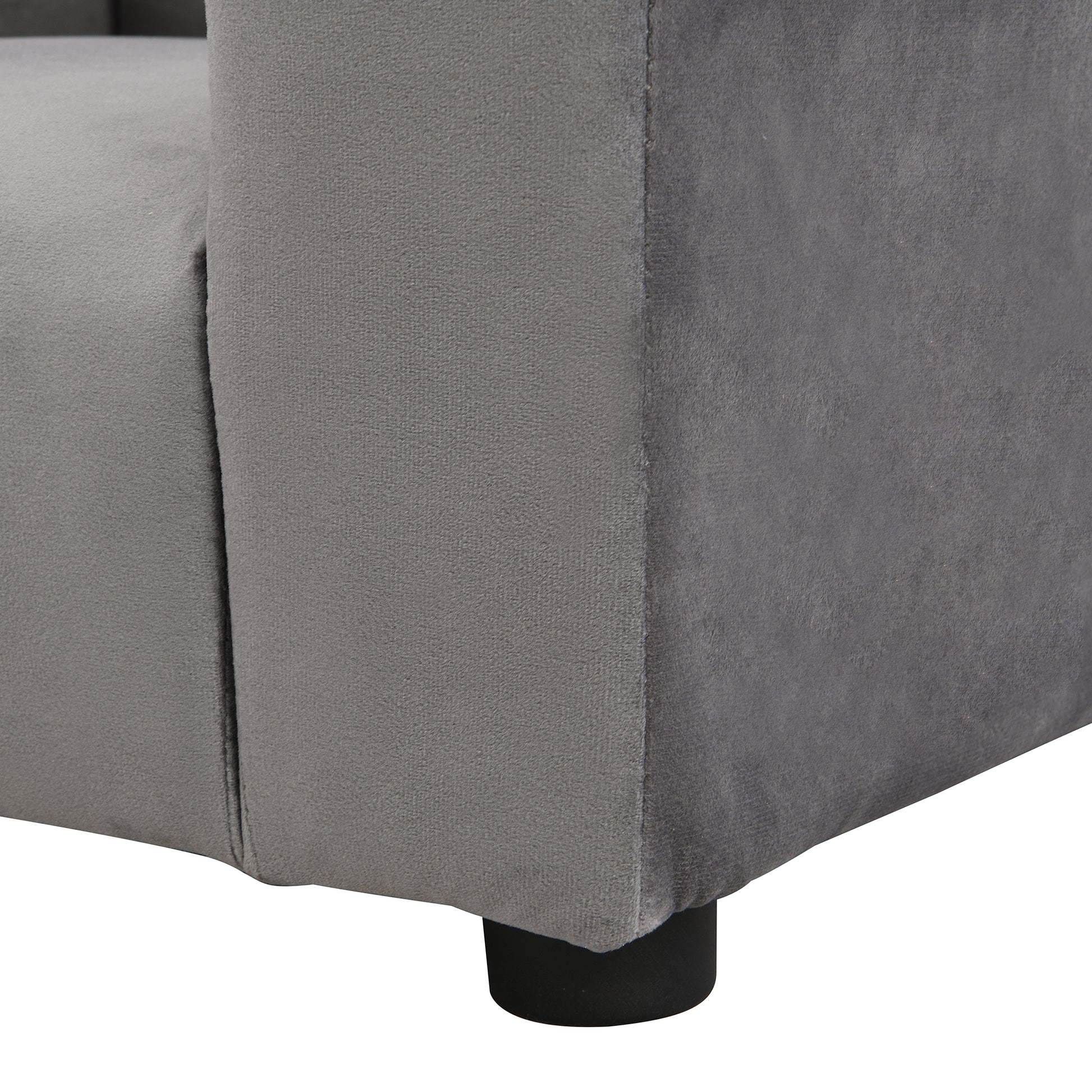 Kids Chair, Kids Upholstered Couch With Ottoman Dark Gray Velvet