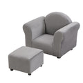 Kids Chair, Kids Upholstered Couch With Ottoman Dark Gray Velvet