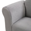 Kids Chair, Kids Upholstered Couch With Ottoman Dark Gray Velvet