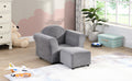 Kids Chair, Kids Upholstered Couch With Ottoman Dark Gray Velvet