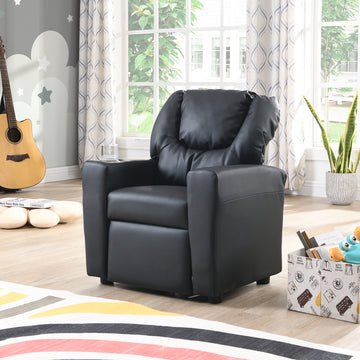 Kids Recliner Chair Black Pvc Black Pvc
