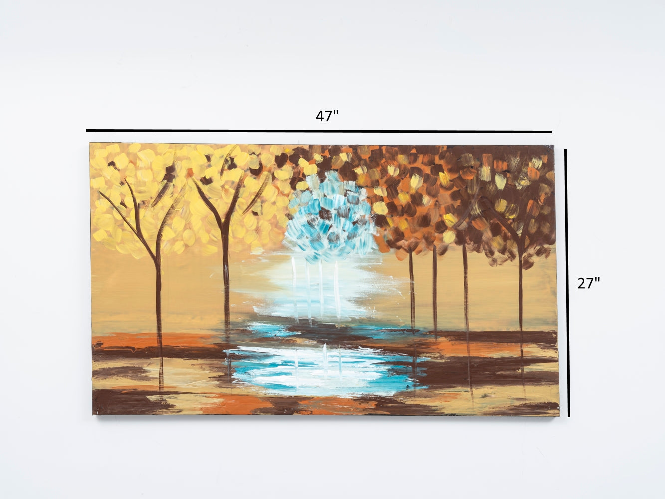 Wandela Wall Canvas Paintings 47'' X 27'' Landscape Unframed Mustard Yellow Oversized 41In Hand Painted Art Fall Canvas