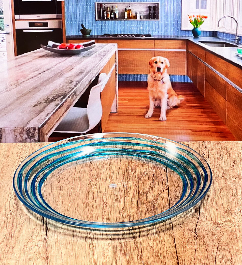 Designer Swirl 9" Plastic Dessert Plates Set Of 4, Blue Plastic Plates, Kitchen Plates For All Occasions Bpa Free Dishwasher Safe Blue Acrylic