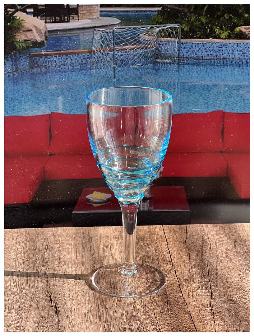 Swirl Plastic Wine Glasses Set Of 4 12Oz , Bpa Free Acrylic Wine Glass Set, Unbreakable Red Wine Glasses, White Wine Glasses Blue Acrylic