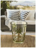Palm Tree Design Acrylic Glasses Drinking Set Of 4 Dof 15Oz , Plastic Drinking Glasses, Bpa Free Cocktail Glasses, Drinkware Set, Plastic Water Tumblers Clear Acrylic