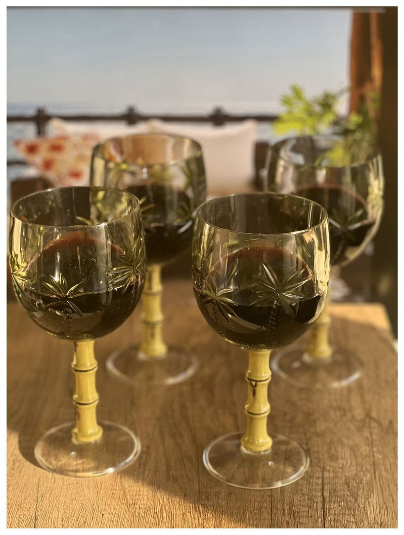 Palm Tree Plastic Wine Glasses Set Of 4 16Oz , Bpa Free Acrylic Wine Glass Set, Unbreakable Red Wine Glasses, White Wine Glasses Clear Acrylic
