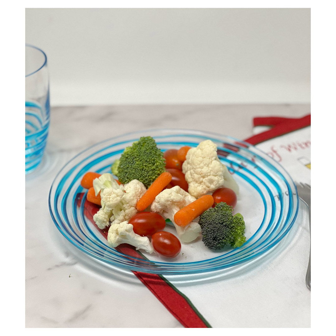 Designer Swirl 9" Plastic Dessert Plates Set Of 4, Blue Plastic Plates, Kitchen Plates For All Occasions Bpa Free Dishwasher Safe Blue Acrylic