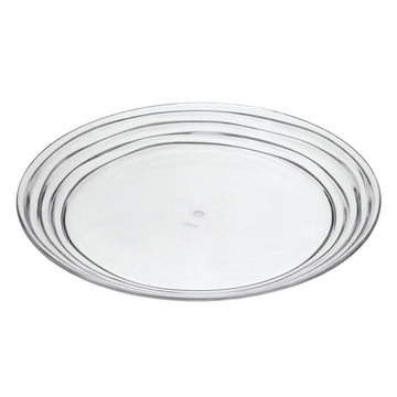 Designer Swirl 12" Acrylic Dinner Plates Set Of 4, Crystal Clear Plastic Plates Reusable, Unbreakable Kitchen Plates For All Occasions Bpa Free Dishwasher Safe Clear Acrylic