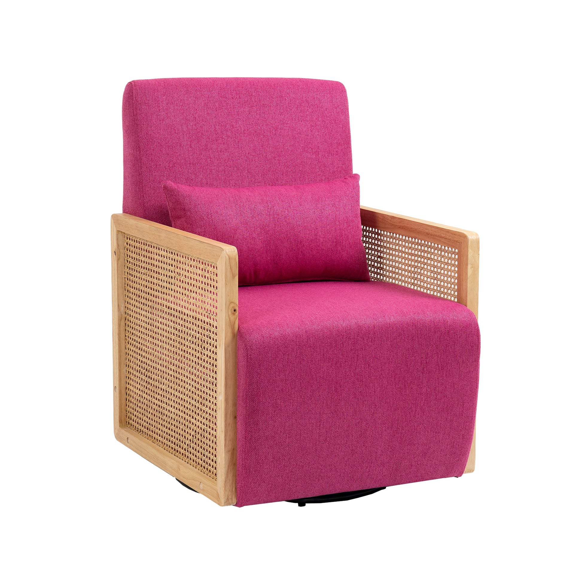 Coolmore 360 Degree Swivel Barrel Club Chair With One Pillow,Modern Comfortable Upholstered Accent Chair,Linen Accent Chair For Living Room,Bedroom Red Rose Linen Rose Red Primary Living Space Modern Foam Linen