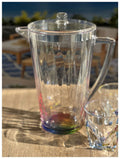 2.5 Quarts Water Pitcher With Lid, Rainbow Design Unbreakable Plastic Pitcher, Drink Pitcher, Juice Pitcher With Spout Bpa Free Clear Acrylic