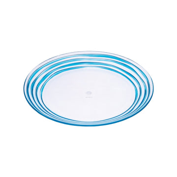 Designer Swirl 9" Plastic Dessert Plates Set Of 4, Blue Plastic Plates, Kitchen Plates For All Occasions Bpa Free Dishwasher Safe Blue Acrylic