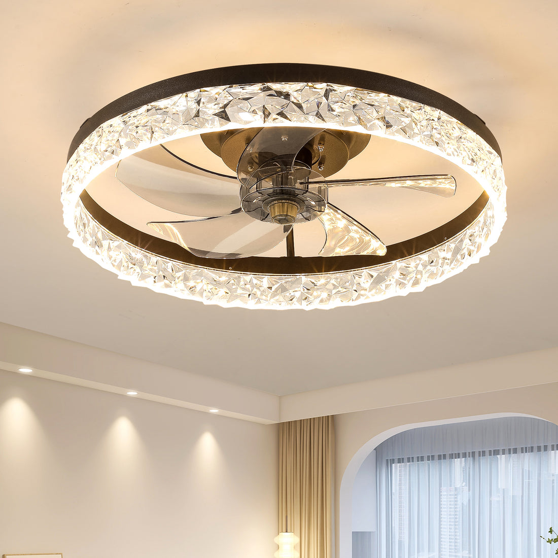 Ceiling Fan With Lights Dimmable Led Black Aluminium Iron
