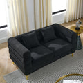 60Inch Oversized 2 Seater Sectional Sofa, Living Room Comfort Fabric Sectional Sofa Deep Seating Sectional Sofa, Soft Sitting With 2 Pillows For Living Room, Bedroom, Office, Black Teddy W834S00030 Black Primary Living Space American Design Foam Fabric 2