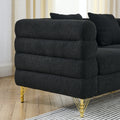 60Inch Oversized 2 Seater Sectional Sofa, Living Room Comfort Fabric Sectional Sofa Deep Seating Sectional Sofa, Soft Sitting With 2 Pillows For Living Room, Bedroom, Office, Black Teddy W834S00030 Black Primary Living Space American Design Foam Fabric 2