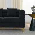 60Inch Oversized 2 Seater Sectional Sofa, Living Room Comfort Fabric Sectional Sofa Deep Seating Sectional Sofa, Soft Sitting With 2 Pillows For Living Room, Bedroom, Office, Black Teddy W834S00030 Black Primary Living Space American Design Foam Fabric 2