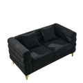 60Inch Oversized 2 Seater Sectional Sofa, Living Room Comfort Fabric Sectional Sofa Deep Seating Sectional Sofa, Soft Sitting With 2 Pillows For Living Room, Bedroom, Office, Black Teddy W834S00030 Black Primary Living Space American Design Foam Fabric 2