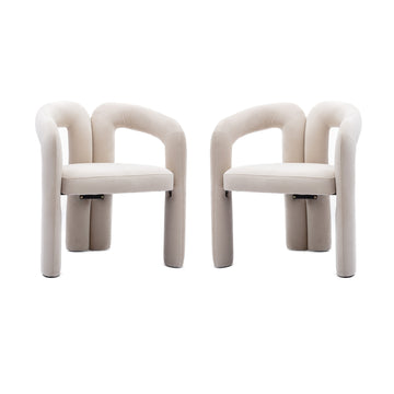 Coolmore Contemporary Designed Velvet Fabric Upholstered Accent Dining Chair Barrel Side Chairs Kitchen Armchair For Living Room Set Of 2 Beige Velvet Beige Foam Velvet