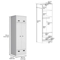 White Dresser Closet With Upper Storage Covered With 1 Door, This Wardrobe Also Has 2 Central Shelves And 1 Tube For Hanging Clothes Covered By 2 Doors, And 1 Drawer At The Bottom. White Particle Board Particle Board