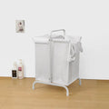 2 Tier Laundry Hamper 110L Large Oxford Clothes Basket Sorter With, Lid And Sorting Cards For Clothes & Toys Storage,White White Fabric