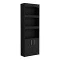 2 Piece Office Set, Bookcase Desk, Black Black Particle Board Particle Board
