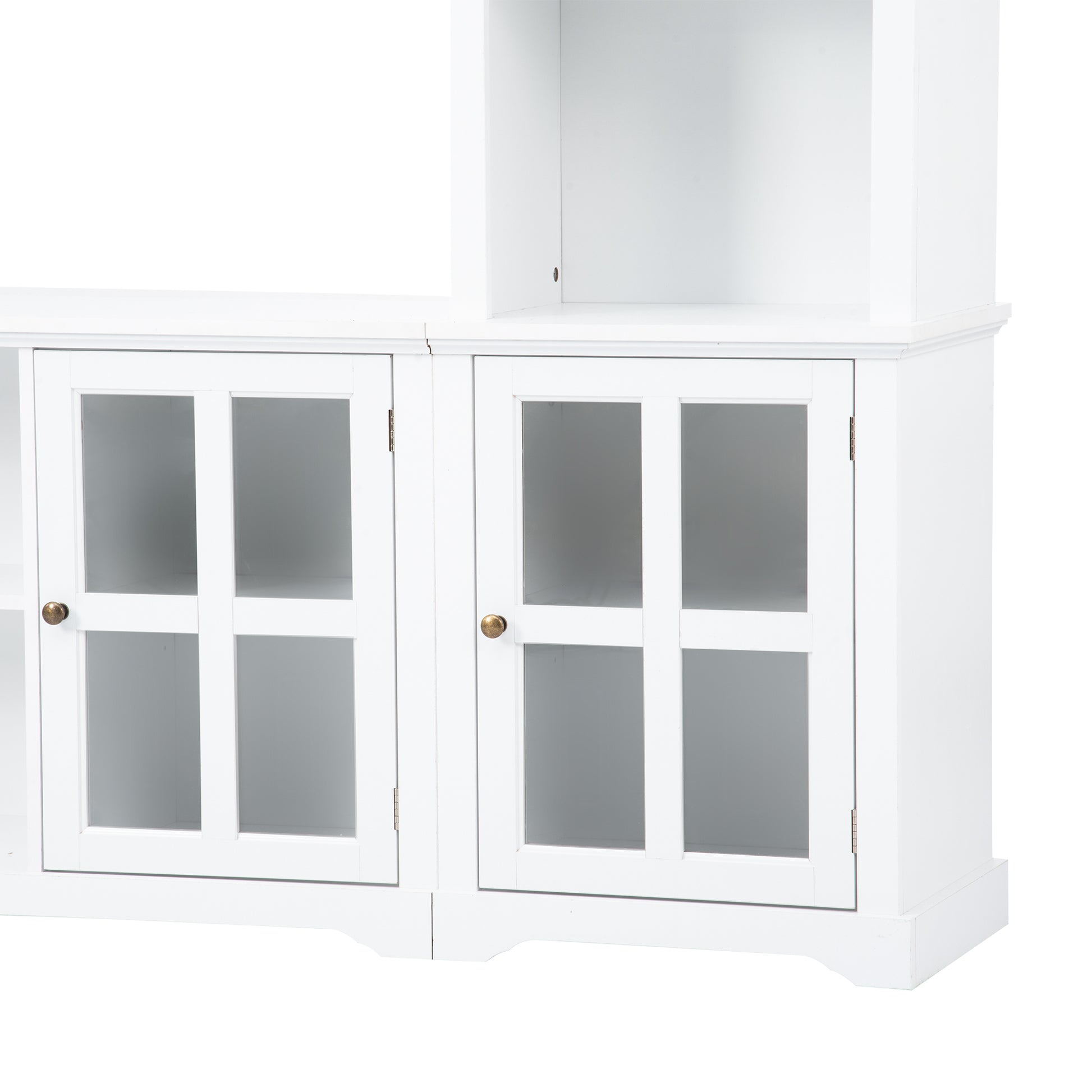 Minimalism Entertainment Wall Unit With Bridge, Modern Tv Console Table For Tvs Up To 70", Multifunctional Tv Stand With Tempered Glass Door, White Old Sku: Sd000009Aak White 70 79 Inches Particle Board