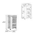 White Coffee Snacks Bar Cart Cabinet With Wheels, Glass Door, 2 Internal Shelves, 2 Shelves On The Sides. White Particle Board Particle Board