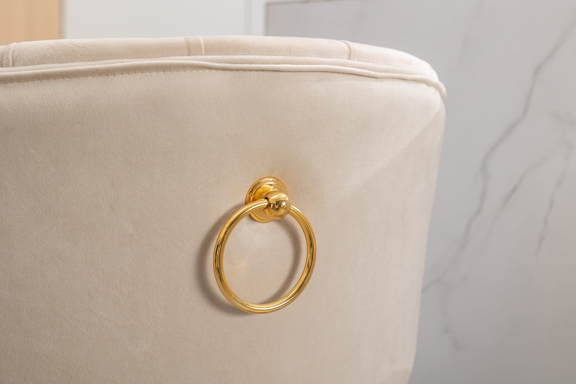 Coolmore Counter Height Bar Stools Set Of 2 For Kitchen Counter Solid Wood Legs With A Fixed Height Of 360 Degrees Beige Velvet