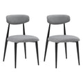Modern Dining Chairs Set Of 2, Curved Backrest Round Upholstered And Metal Frame, Grey Gray Foam Metal
