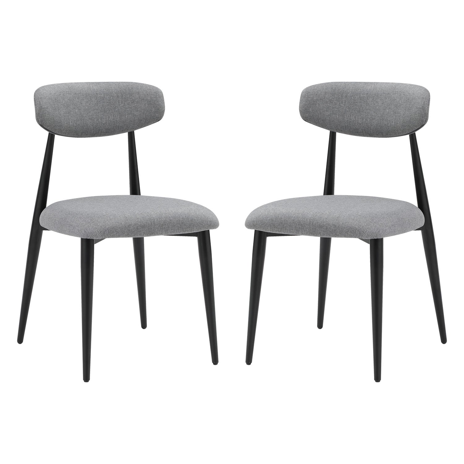 Modern Dining Chairs Set Of 2, Curved Backrest Round Upholstered And Metal Frame, Grey Gray Foam Metal
