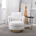 Teddy Swivel Barrel Chair, Swivel Accent Chairs Armchair For Living Room, Reading Chairs For Bedroom Comfy, Round Barrel Chairs With Gold Stainless Steel Base White White Primary Living Space American Design Foam Faux Fur
