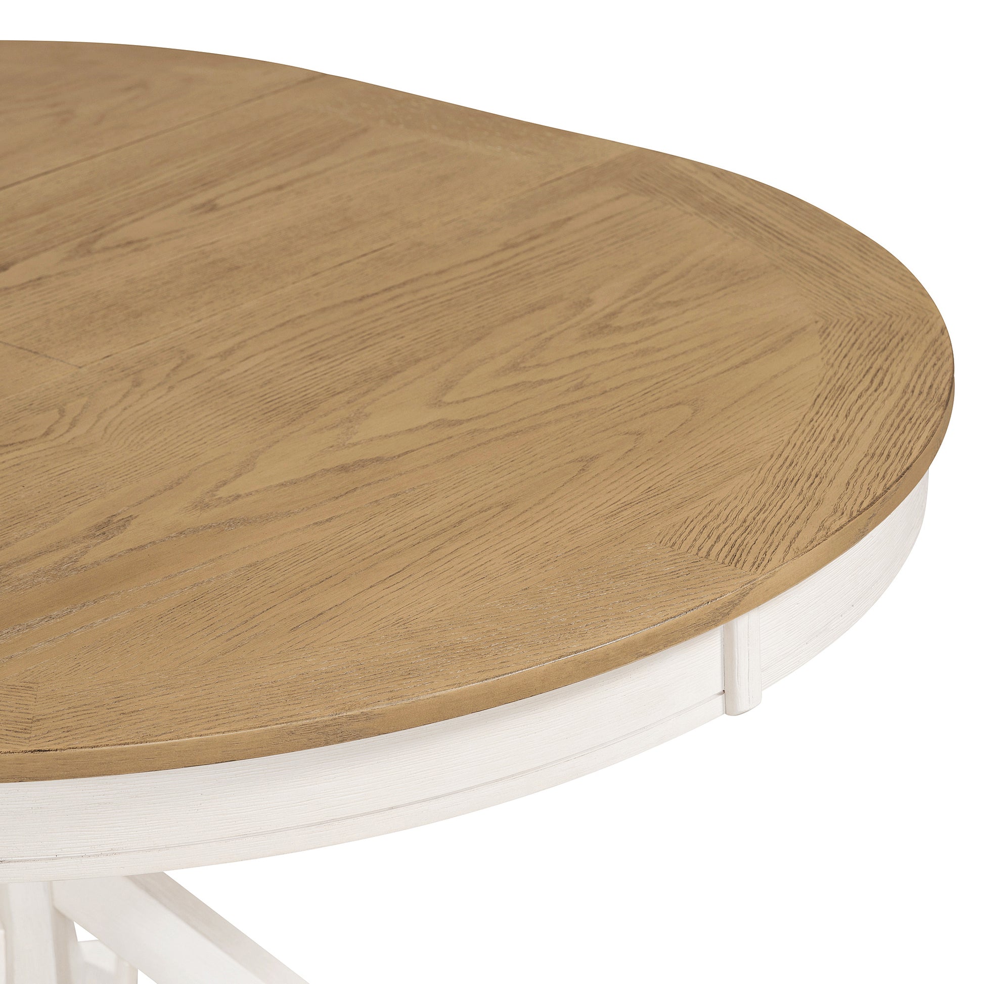 Functional Furniture Retro Style Dining Table Set With Extendable Table And 4 Upholstered Chairs For Dining Room And Living Room Oak Natural Wood Off White Oak Natural Wood Off White Solid Wood