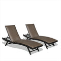 Outdoor Pe Wicker Chaise Lounge Set Of 2 Patio Reclining Chair Furniture Set Beach Pool Adjustable Backrest Recliners Padded With Quick Dry Foam Brown, 2 Lounge Chairs Dark Brown Wicker