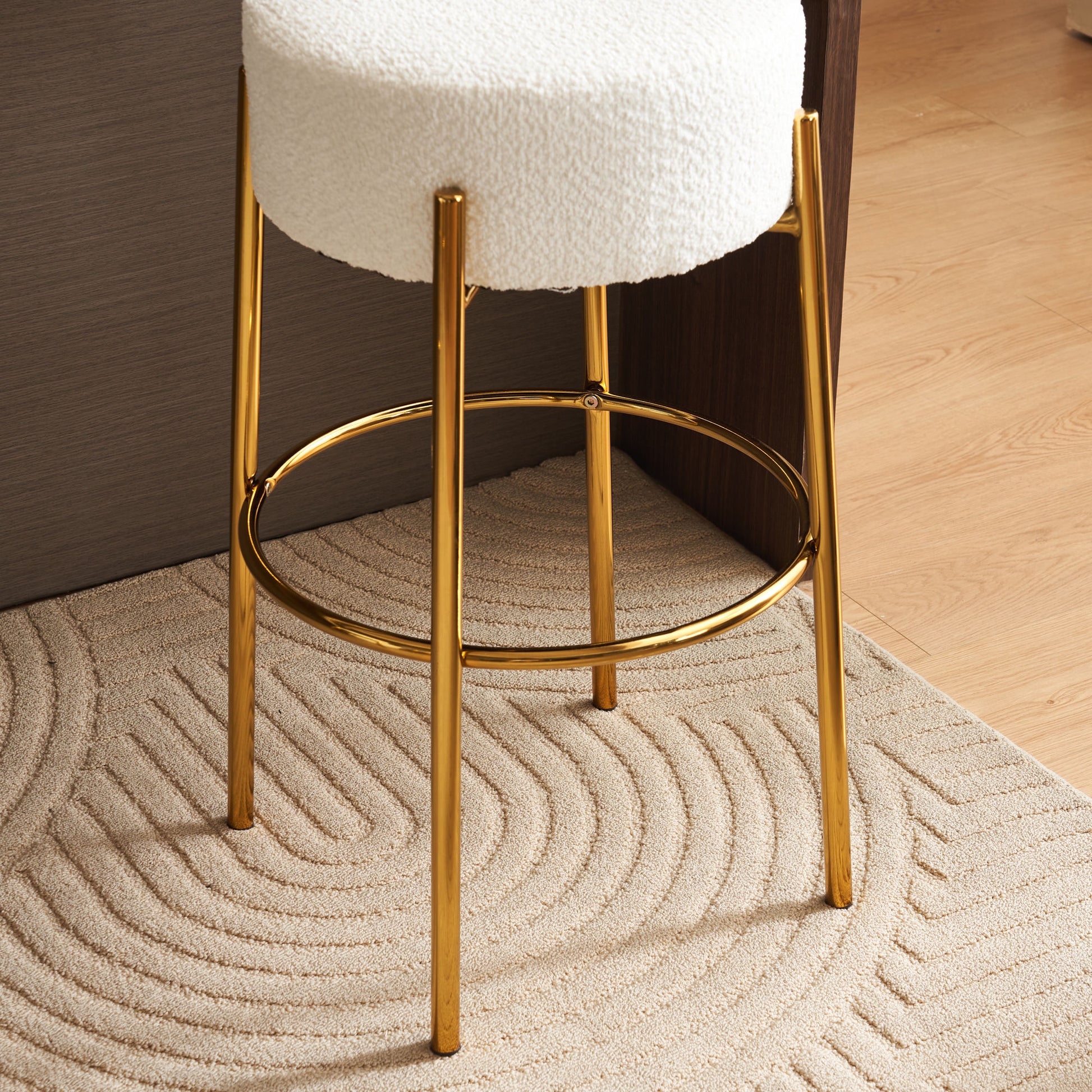 30" Tall, Round High Bar Stools, Set Of 2 Contemporary Upholstered Dining Stools For Kitchens, Coffee Shops And Bar Stores Includes Sturdy Hardware Support Legs Beige Foam