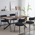 Set Of 2 Mid Century Modern Dining Chairs Teddy Fabric Upholstery Curved Back Metal Frame Black Elegant And Comfortable Kitchen Chairs Black Metal