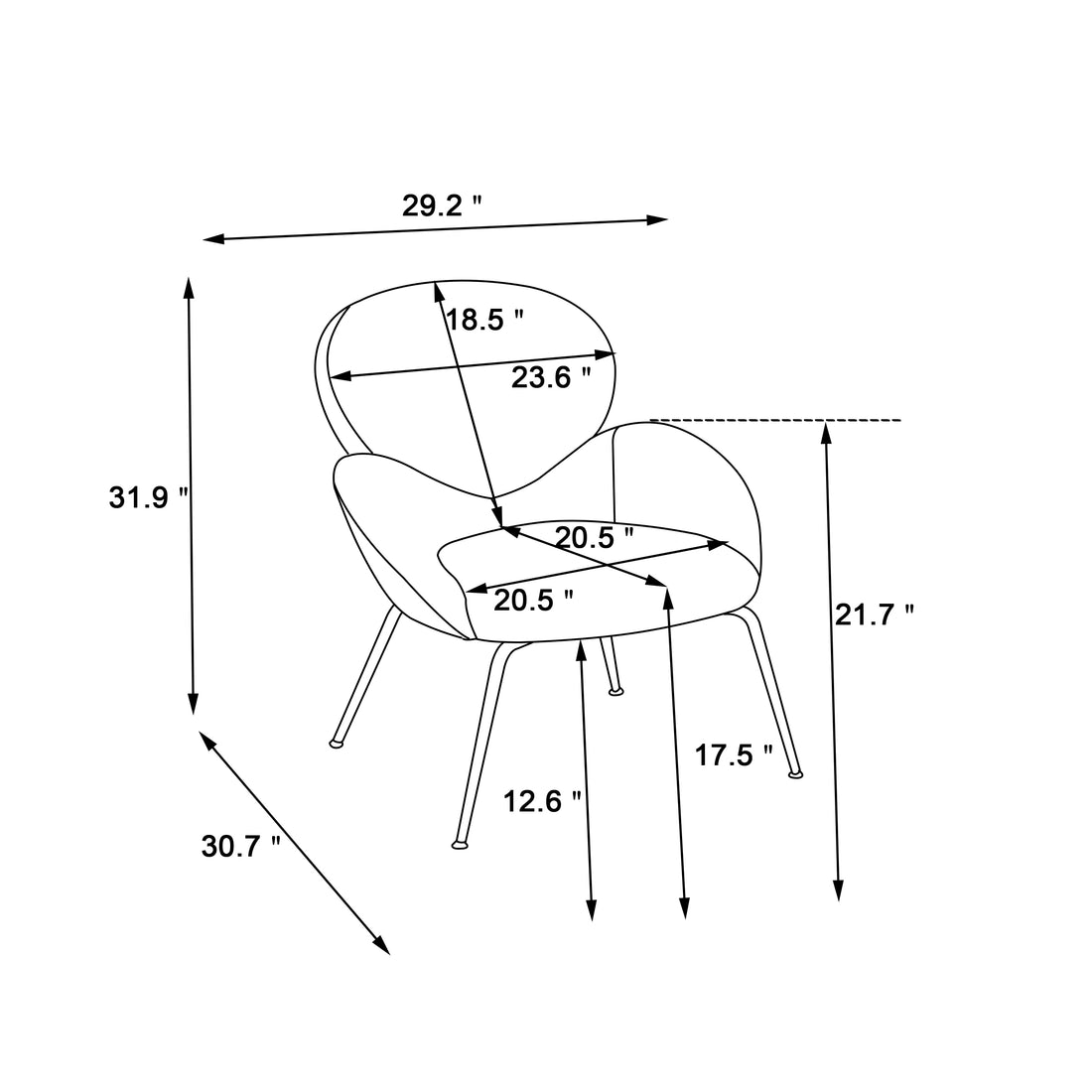 Modern Sherpa Chairs Accent Armchairs For Living Dining Room, Upholstered Chairs With Black Metal Legs, Comfy And Soft Chairs For Bedroom, Cute Vanity Chairs Orange Primary Living Space American Design Foam Faux Fur