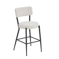 Set Of 4 Modern Teddy Fabric Upholstered Bar Stools Metal Base High Stool Suitable For Kitchen, Dining And Living Room Beige Stylish And Comfortable Island Seating Beige Metal