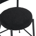 Set Of 4 Modern Teddy Fabric Upholstered Bar Stools Metal Base High Stool Suitable For Kitchen, Dining And Living Room Black Stylish And Comfortable Island Seating Black Metal