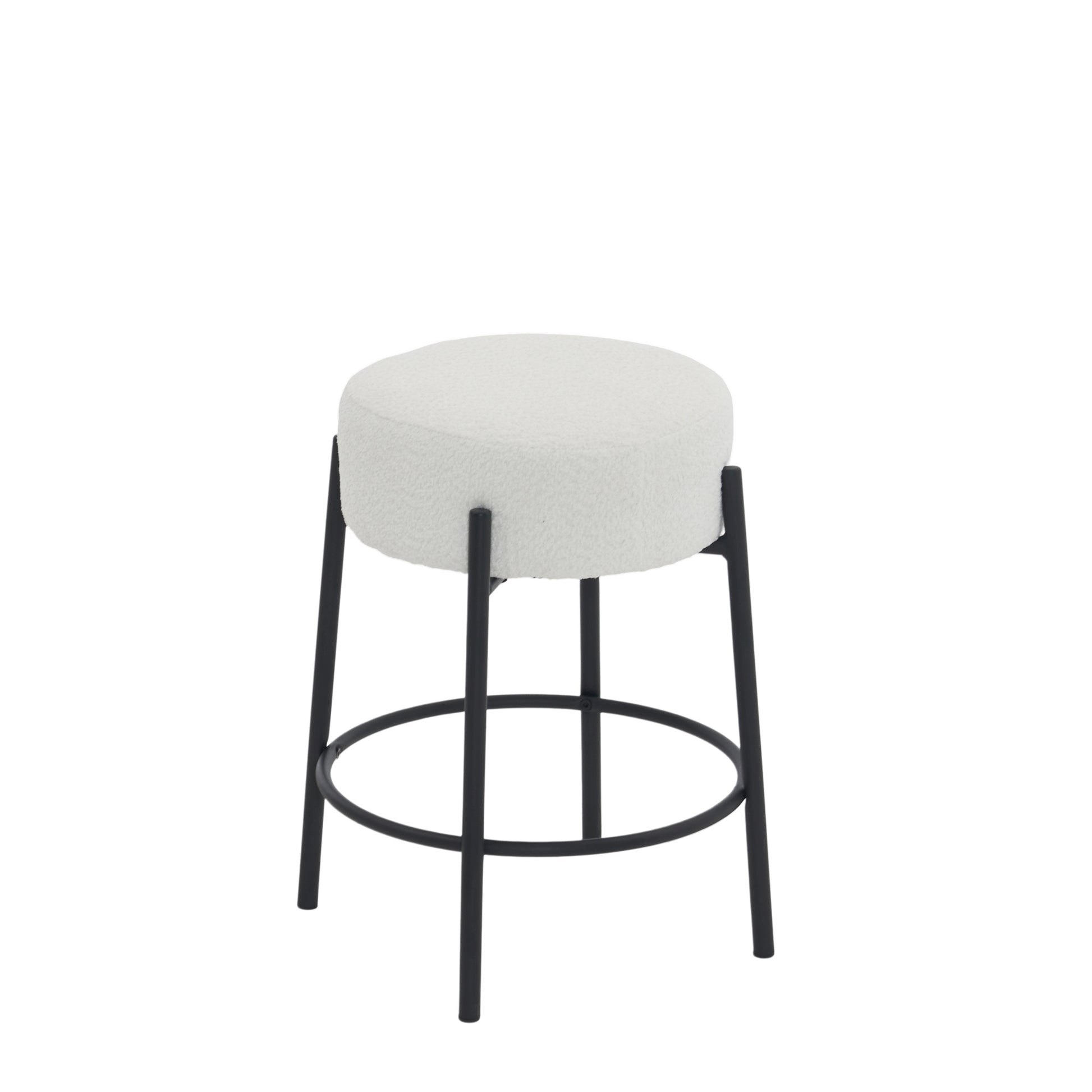 24" Tall, Round Bar Stools, Set Of 2 Contemporary Upholstered Dining Stools For Kitchens, Coffee Shops And Bar Stores Includes Sturdy Hardware Support Legs Beige Foam